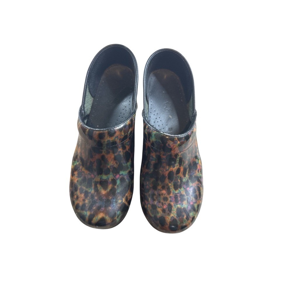 Dansko Professional Iridescent Leopard Patent Leather Clogs Shoes Size 39